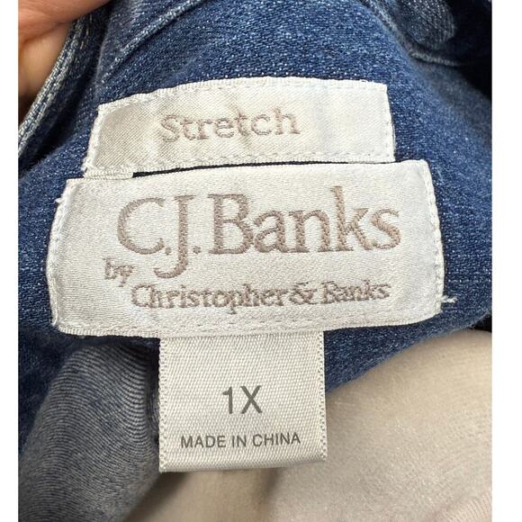 C.J. Banks By Christopher Banks Colorful Embroidered Denim Snap Up Vest Size XL - Picture 8 of 8